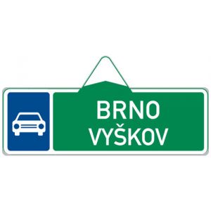 Směrová tabule pro příjezd k silnici pro motorová vozidla (se dvěma cíly)